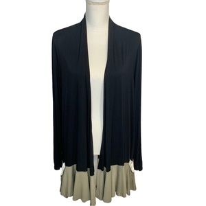LOGO by Lori Goldstein Ruffle Hem Open Swing Cardigan Sz M